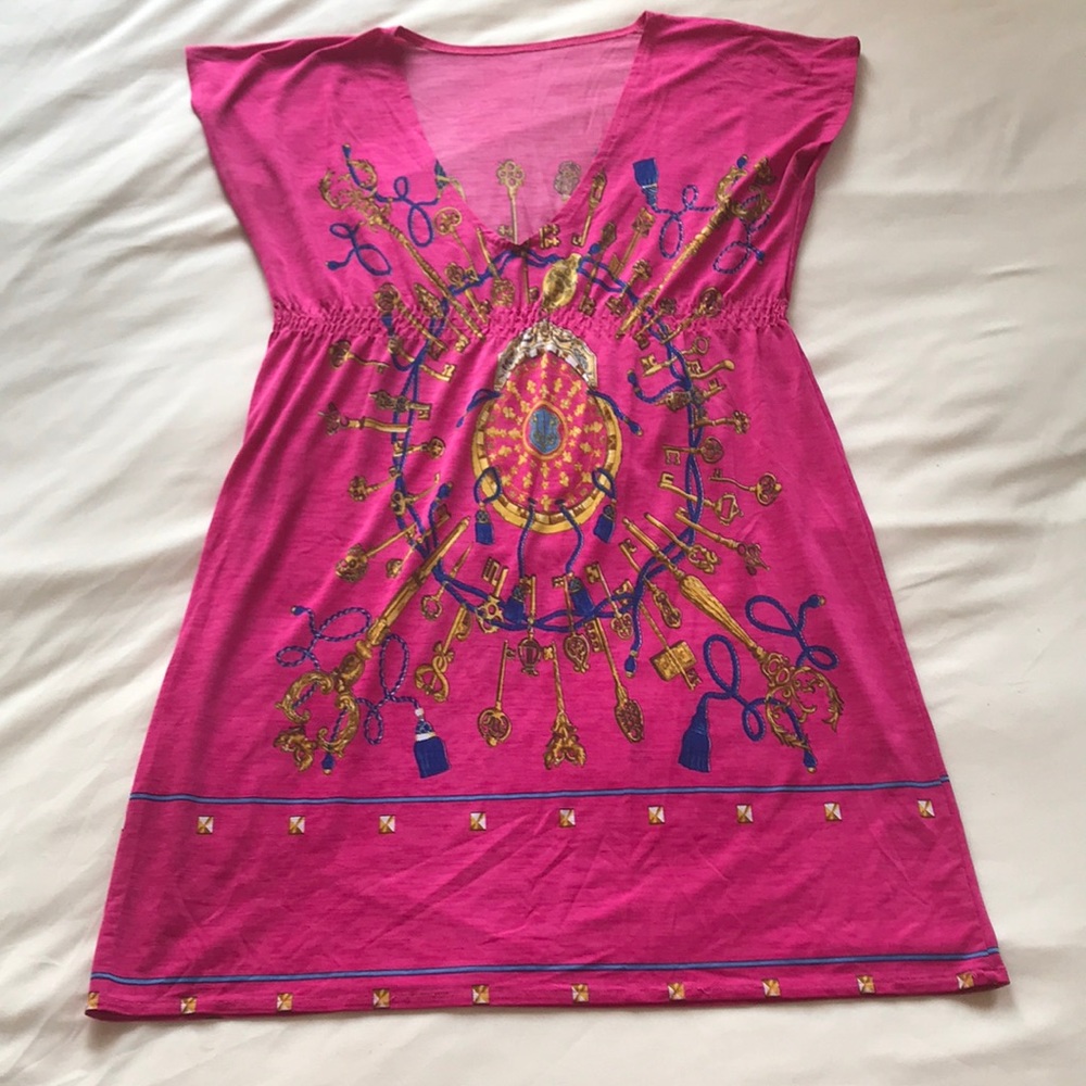 Pink dress with gold key detail